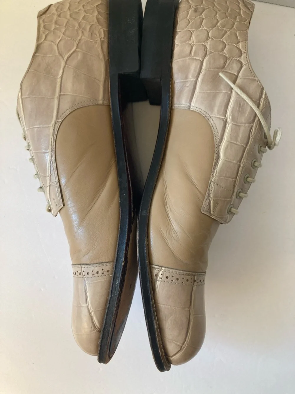 Stacey Adam’s Madison Men's Beige Leather Cap-Toe Oxford Shoes size 12